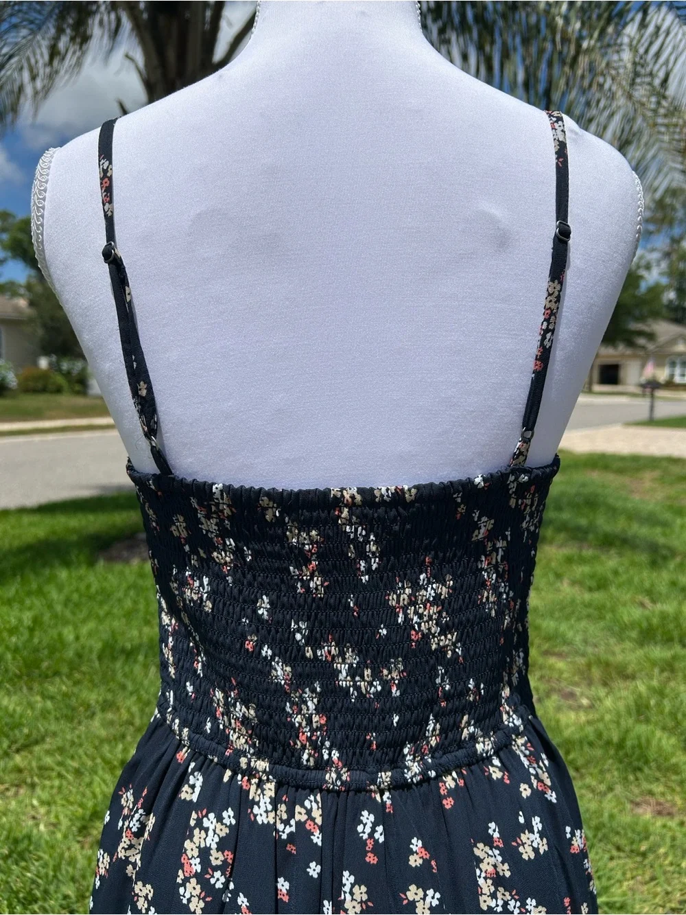 NWOT🌸Abercrombie & Fitch Black Floral Maxi Slip Dress
